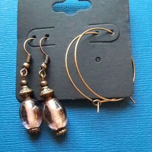 Artisan earrings  513# bohemian Victorian earrings Letter in a bottle glass filg